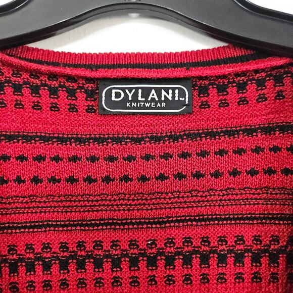 VTG 90s Dylani Knitwear Red Stripped Open Front Cardigan Size Small - Picture 6 of 10